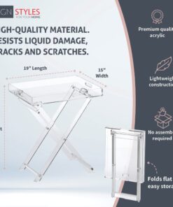 Designstyles Acrylic Folding Tray Table – Modern Chic Accent Desk - Kitchen and Bar Serving Table - Elegant Clear Design 22 61bd6vpVO2L