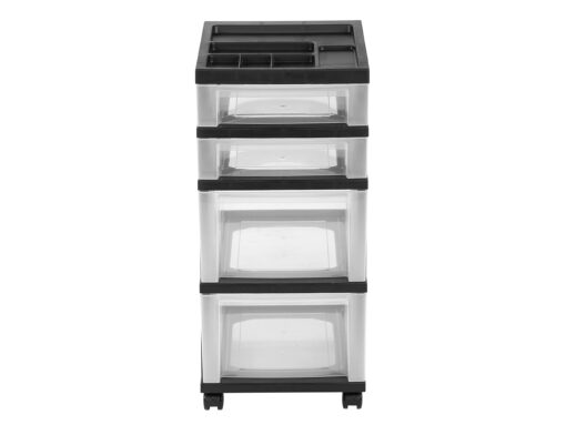 IRIS USA, Inc 116827 Mini Chests,4-Drawer,12-1/16-Inch x14-1/4-Inch x26-7/16-Inch ,Clear/Black