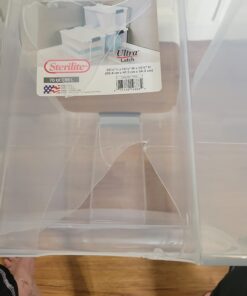 Sterilite 70 Qt Ultra Latch Box, Stackable Storage Bin with Latching Lid, Organize Clothes, Sport Gear in Basement, Clear with White Lid, 4-Pack 70 Quart 34 61bdkAbAgpL