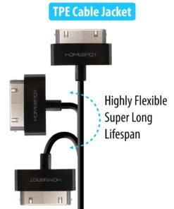HomeSpot 8 inches (20 Centimeters) 30 Pin Compatible USB Cable, Compatible with iPhone 4, iPhone 4S, iPad 1/2/3, iPod Touch, iPod Nano, 8 inch/20 cm (Black) 1 Pack 10 61beWuSt7gL