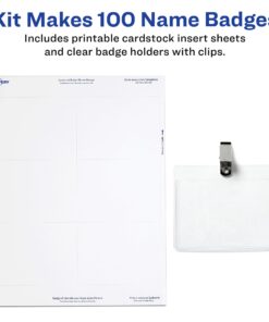 Avery Clip Name Badges, Print or Write, 2.25" x 3.5", 100 Inserts & Badge Holders with Clips (74461) 1 Pack 9 61bfdblXrKL