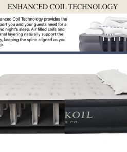 King Koil Luxury Air Mattress Queen with Built-in Pump for Home, 20” Queen Size Inflatable Airbed Luxury Double High Adjustable Blow Up Mattress, Durable - Portable and Waterproof, Black 20 Inch 37 61bgg3 pupS