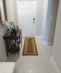 Machine Washable Bordered Design Non-Slip Rubberback 2x7 Traditional Runner Rug for Hallway, Kitchen, Bedroom, Living Room, 1'10" x 7', Brown Border Dark Brown Runner - 1'10" x 7' 41 61bnTpRbIML