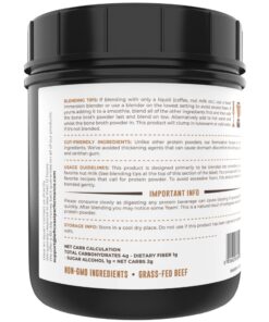 16oz Chocolate Bone Broth Protein Powder From Grass Fed Beef - Non-GMO Ingredients, Gut-Friendly, Low Carb Dairy Free Protein Powder - Natural Collagen Source For Joint Support - Keto Friendly 1 Pound (Pack of 1) 20 61bngwF3XL