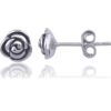 Sterling Silver Rose Flower Stud Earrings - 7mm Rhodium Plated 11 61buBR2R4jL