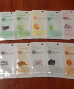 DERMAL 16 Combo Pack A Collagen Essence Korean Face Mask - Hydrating & Soothing Facial Mask with Panthenol - Hypoallergenic Self Care Sheet Mask for All Skin Types - Natural Home Spa Treatment Masks 16 Count (Pack of 1) Set A 16 Colors 35 61bxD CGp9L