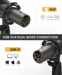 MAONO USB/XLR Podcasting Dynamic Microphone, Studio Mic Kit with Volume Control, Shock Mount, Pop Filter, Ideal for Vocal, Recording, Voice Over, Live Streaming (Gray) Gray 26 61bxIO1XmSL