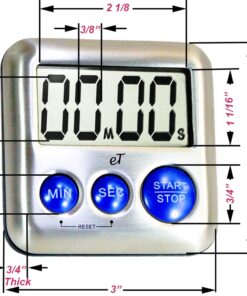 Elegant Digital Kitchen Timer Stainless Steel - Plumberry - Strong Magnetic Back - Kickstand - Loud Alarm - Large Display - Auto Memory - Auto Shut-Off - Model eT-24 (Plumberry) by eTradewinds 18 61c Jmz9gAL