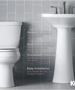 KOHLER K-4639-0 Cachet Quiet Close Toilet Seat, White, Round Non Ready Latch 30 61c3l5vPdOL