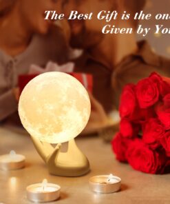 Alternative view of Mydethun Moon Lamp - Home Décor, Mood Lighting with Brightness Control, LED Night Light, Bedroom, Sleep Training Meditation,Birthday Gifts for Kids Women, Ceramic Hand Base, 3.5", White & Yellow 3.5 inch