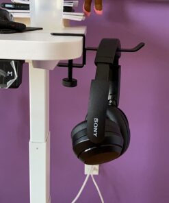 6amLifestyle Headphone Headset Holder Hanger, Universal Metal Gaming Headphones Stand Mount Under Desk Hook Clip with Adjustable Clamp for All Headsets, Black Normal 44 61c5kEV38iL