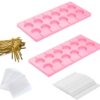 Digoon 2Pcs/Pack 12-Capacity Silicone Lollipop Molds,Hard Candy Mold With 100 Pcs/Pack 4 Inch Lollypop Sucker Sticks,Candy Treat Bags,gold ties 34 61c827hdf2L