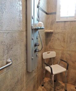 Vaunn Medical Shower Chair Bath Seat With Padded Arms, Removable Back and Adjustable Legs, Bathtub Safety and Support 54 61cBtWW9mnL