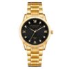 DREAMING Q&P IP Gold Plating Steel Roman Numeral Dial with Rhinestones Mens Wrist Watches for Man Black 003 golden & Black 43 61cCkqsOX3L 1