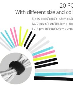 Alternative view of Avantree Pack of 20 Reusable Cord Organizer Keeper Holder, Fastening Cable Ties Straps for Earbud Headphones Phones Electronics Electrical Computer PC Wire Wrap Management, Assorted 3 Size and 5 Color Multi Color - 20pcs