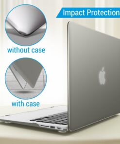 iBenzer Basic Soft-Touch Series Plastic Hard Case, Keyboard Cover, Screen Protector for Apple Macbook Air 13-inch 13" A1369/1466, Gray 13 61cHVGjdnL