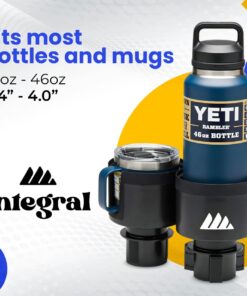 Integral Ultimate Expander Car Cup Holder - Adjustable Base - Expander & Organizer for Vehicles - Compatible with Coffee Mug, Yeti 14/24/36/46oz, Ramblers, Hydro Flasks 32/40oz, 3.4"-4.0" Bottles Black 1 Pack 23 61cHY8MnCRL 3