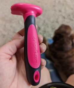 DakPets Pet Deshedding Tool | Professional Cat and Dog Brush for Shedding | Fur Deshedding Brush and Pet Hair Remover for Cats and Dogs | Stainless Steel Cat and Dog Shedding Brush for Pet Grooming Hot Pink 48 61cIa mtVWL
