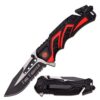 Mtech 8" Fire Fighter Red Spring Assisted Folding Knife Blade Pocket Open Switch- Firefighter Rescue Pocket Knife - Hunting Knives, Military Surplus - Survival and Camping Gear