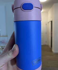 THERMOS FUNTAINER 12 Ounce Stainless Steel Vacuum Insulated Kids Straw Bottle, Pink Solid Color 23 61cLGa6FbRL