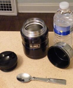THERMOS Stainless King Vacuum-Insulated Food Jar with Spoon, 16 Ounce, Midnight Blue Red 52 61cPEQBv GL