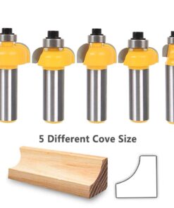 Alternative view of Yakamoz 5Pcs 1/2 Inch Shank Cove Router Bit Set Edge Forming and Molding Cutter Bits with Bearing Woodworking Cutting Tool | R-1/8", R-1/4", R-5/16", R-3/8" & R-1/2" Radius