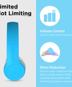 LilGadgets Connect+ Kids Headphones Wired with Microphone, Volume Limiting for Safe Listening, Adjustable Headband, Cushioned Earpads for Comfort, Toddler Headphones, Blue 26 61cWh2GAmhL