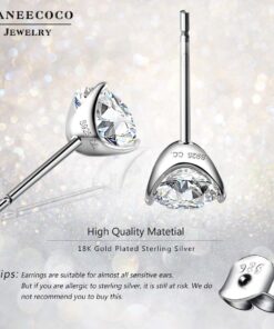 "STUNNING FLAME" 18K Gold Plated Silver Brilliant Cut Simulated Diamond Cubic Zirconia Stud Earrings 1.5 carats Gold Plated Sterling Silver - White 29 61cYc0POOtL