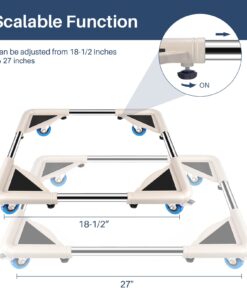 Alternative view of SPACECARE Mobile Roller with 4 Locking Wheels - Adjustable Furniture Dolly Washing Machine Stand Refrigerator Base Moving Cart Off White