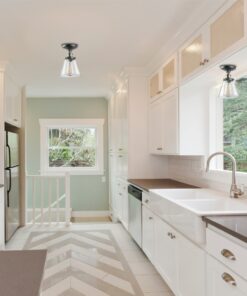 Globe Electric 65380 1-Light Flush Mount Ceiling Light, Dark Bronze, Satin Finish, Antique Brass Accents, Clear Glass Shade, Ceiling Light Fixture, E26 Bulb, Bulb Not Included Dark Bronze with Clear Glass 30 61cbXpeLtEL