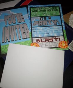 POP parties Pixel Party LARGE Invitations - 12 Invitations + 12 Envelopes - Double Sided - Made in the USA Brights 9 61cboW34sCL