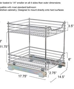 Household Essentials Glidez Multipurpose Chrome-Plated Steel Pull-Out/Slide-Out Storage Organizer for Under Cabinet Use - 2-Tier Design - Fits Standard Size Cabinet or Shelf, Chrome 14.25" - Standard 17 61cf3fN5bEL