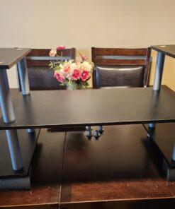 Furinno Turn-N-Tube Rounded Corner TV Entertainment Center, Black/Grey 6-Tiers with Round Corner 25 61cfHujRcBL