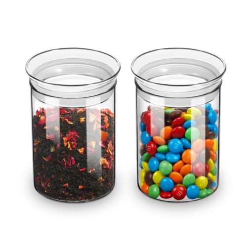 ZENS Glass Canisters Jar with Lid, Airtight Sealed 15 Fluid Ounce Spice Jars Sets of 2, Clear Small Kitchen Storage Containers for Herbs,Tea 4.76 x 3.15 IN 03-15oz*2