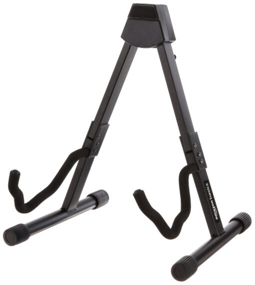 Amazon Basics Adjustable Guitar Folding A-Frame Stand for Acoustic and Electric Guitars with Non-Slip Rubber and Soft Foam Arms, Fully Assembled