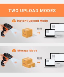 Tera Barcode Scanner Wireless 1D Laser Cordless Barcode Reader with Battery Level Indicator, Versatile 2 in 1 2.4Ghz Wireless and USB 2.0 Wired 1D Orange 22 61clmtfrVdL