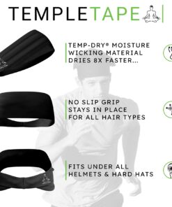 Alternative view of Headbands for Men and Women - Mens Sweatband & Sports Headband Moisture Wicking Workout Sweatbands for Running, Cross Training, Yoga and Bike Helmet Friendly Black