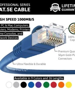 InstallerParts (10 Pack Ethernet Cable CAT5E Cable UTP Booted 2 FT - Blue - Professional Series - 1Gigabit/Sec Network/Internet Cable, 350MHZ 2 Feet (10 Pack) 8 61csxkVR7nL