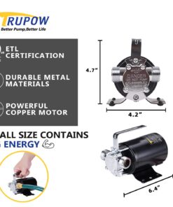 Trupow DC 12-Volt 1/10HP 330GPH Battery Powered Mini Portable Electric Utility Sump Transfer Water Pump with Water Hose Kit Black… 12V DC 10 61ctPZ8k45L