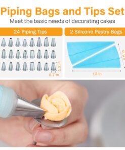 Kootek Aluminium Cake Turntable, 12 Inch Rotating Cake Stand, 35 pcs Cake Decorating Kit Supplies with 24 Numbered Icing Piping Tips, 2 Frosting Spatula, Pastry Bags and Other Baking Tools 23 61cv8SQZSgL