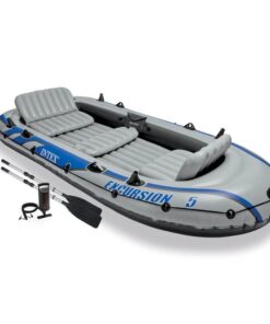 Alternative view of Intex Excursion 5 Person Inflatable Outdoor Fishing Raft Boat Set with 2 Aluminum Oars and Air Pump with a Intex Composite Motor Mount Kit