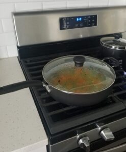 T-fal Specialty Nonstick Saute Pan with Glass Lid 5 Quart Oven Safe 350F Cookware, Pots and Pans, Dishwasher Safe Black 32 61cyuizWML