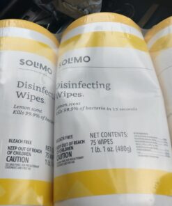 Amazon Basics Disinfecting Wipes, Lemon Scent, for Sanitizing, Cleaning & Deodorizing, 255 Count (3 Packs of 85) (Previously Solimo) 85 Count (Pack of 3) 3 Pack Lemon 37 61czS9VLU5L 2