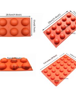 BAKER DEPOT Silicone mould for Hot Chocolate Bomb Dome Mousse desert Cake Decorating Tool Baking DIY Mould Set of 3 30 61d5wbSq19L