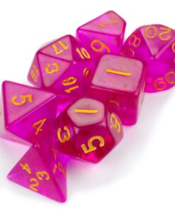 Wiz Dice Series II - Polyhedral Dice Set for Tabletop RPG Adventure Games with a Dice Bag - DND Dice Set, Suitable for Dungeons and Dragons, MTG and Dice Games Alike - Faerie Fire - 7 ct 17 61d6IAU9aL