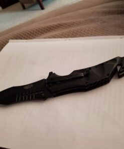 MTech USA – Spring Assisted Folding Knife – Black Stainless Steel Blade and Black Aluminum Handle with Rope Cutter, Glass Punch and Pocket Clip - Hunting, Camping, Survival, Tactical, EDC – MT-A845BK Black Blade 54 61d8JFKaCwL