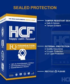 HCF Happy, Calm & Focused - Natural Nootropic Focus Supplement - Boost Concentration, Enhance Focus, Natural Calm Aid & Stress Relief - 90 Capsules for Men & Women - Caffeine-Free Brain Supplement 90 Count (Pack of 1) 34 61dEpI dGmL
