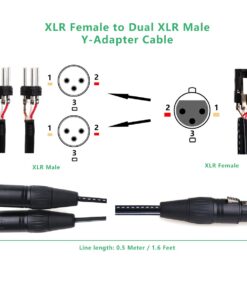 NANYI XLR Splitter Cable, Microphone Cable XLR to XLR Patch Cables, 3-Pin XLR Female to Dual XLR Male Y Cable Adaptor mic Cable DMX Cable Patch Cords with Oxygen-Free Copper, 1.6Feet XLR Female To 2Male-1.6FT 10 61dGK1v9A4L