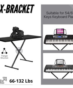 Flexzion Classic Keyboard Stand Musician Electronic Piano Organ Single Tube X Type 7 Position Folding Adjustable Height Metal Braced Rack Portable with Locking Straps 11 61dI35wH3OL