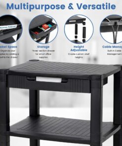 Halter Printer Stand, Rolling Home Office Printer Stand with Storage and Cable Management, Pack of 2 Printer Tables, Black Printer Cart, LZ-308 Black 2 Pack 10 61dRTLjQ47L